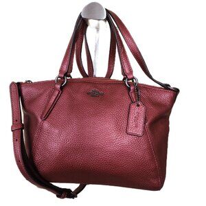Coach Kelsey Cherry Red Metallic Leather Crossbody Bag Purse